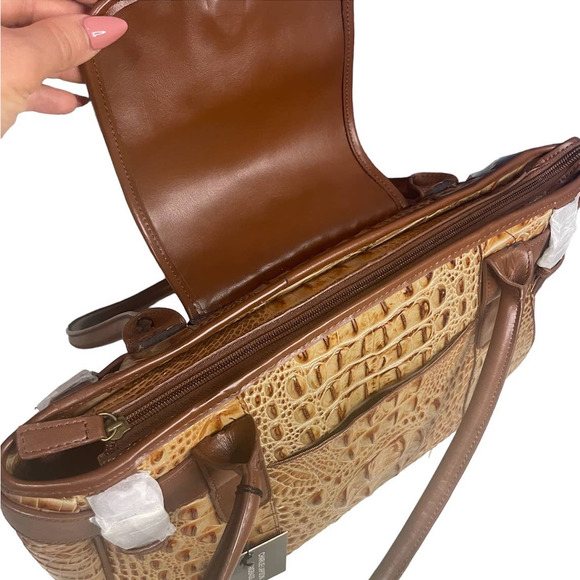 Charlie Lapson Leather Handbag DEFECT Croc Embossed Satchel NWT - Picture 9 of 16